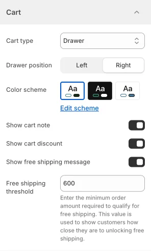 Mind cart settings