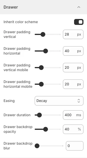 Mind drawer settings